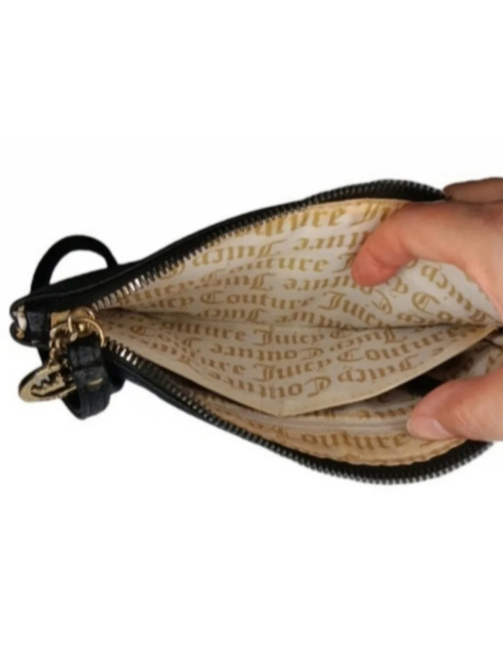 Juicy Couture Black Wristlet | EUC | Goldtone Charm